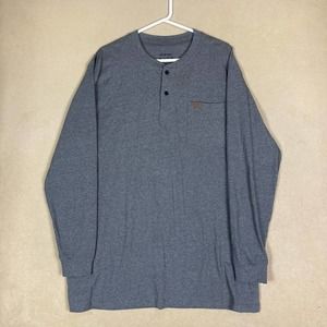Wrangler Riggs‎ Shirt Adult XLT Grey Henley Outdoor Workwear Long Sleeve Mens